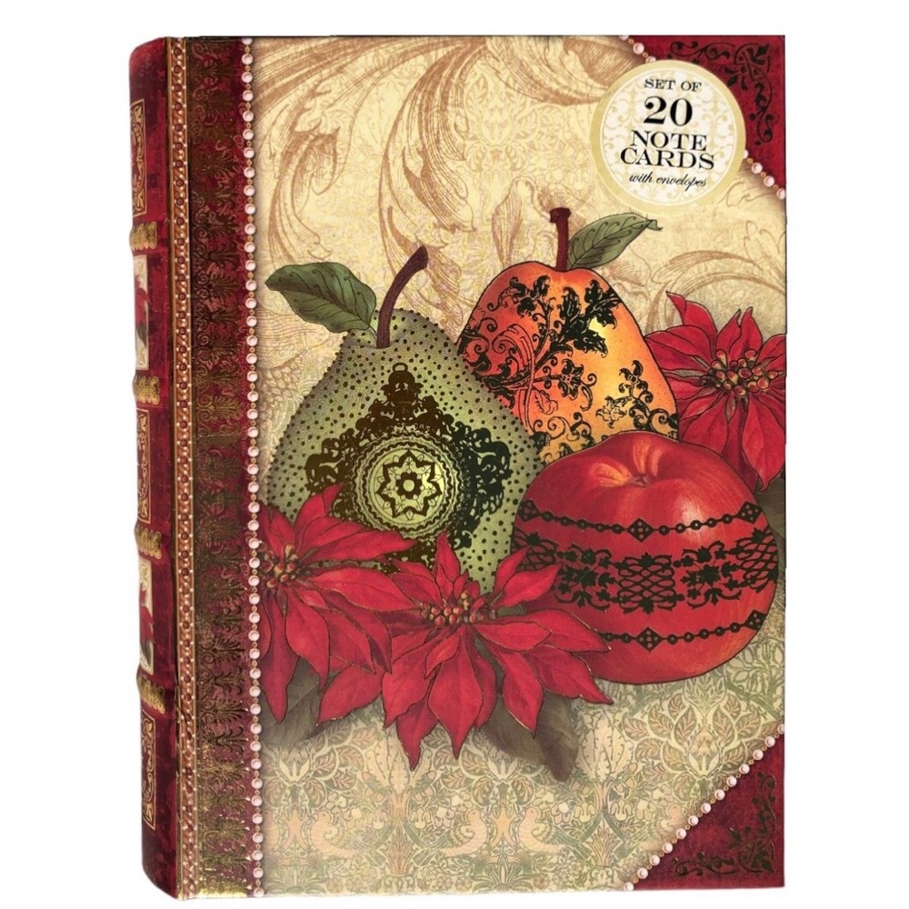 Pooch & Sweetheart Poinsettia Holiday Fruit Christmas Cards in Book Box (73737)